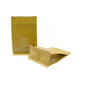 100g 250g 300g 500g 1000g Flat Bottom Brown Kraft Paper Coffee Bag With ziplock Spout Pouch,Fruit Bag Packaging Manufacturer-HaoXiang Trade Flat bottom paper coffee bag